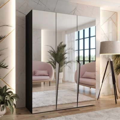 Elegantná zrkadlová skriňa 150 cm SORAYA 3 - čierna / kašmírové úchyty
