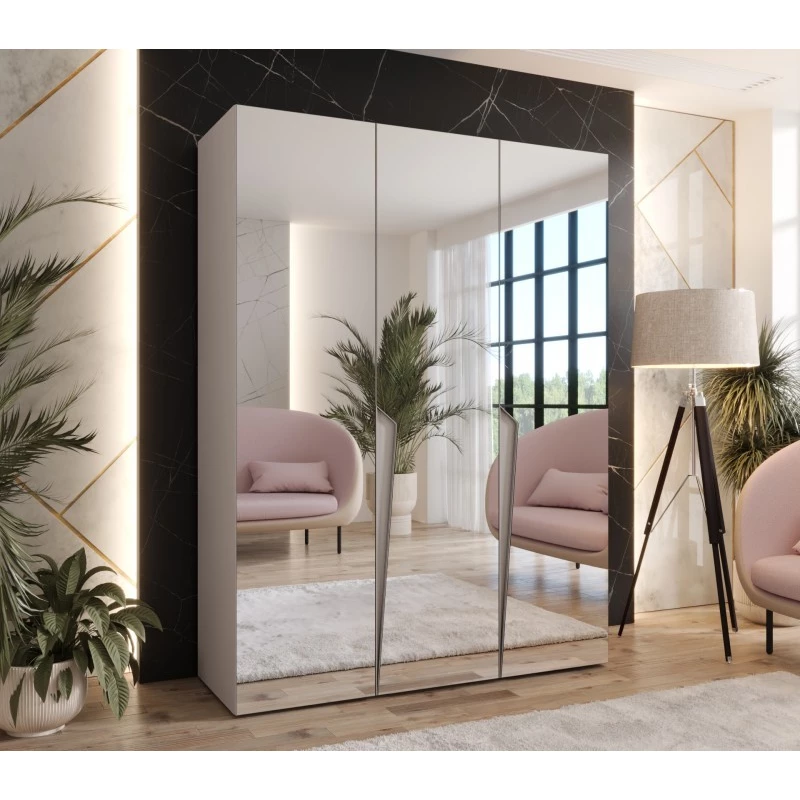 Elegantná zrkadlová skriňa 150 cm SORAYA 3 - kašmír / kašmírové úchyty