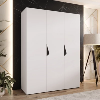 Trojdverová šatníková skriňa 150 cm AMARIS 1 - biela / čierne úchyty