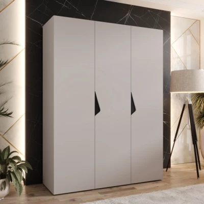Trojdverová šatníková skriňa 150 cm AMARIS 1 - kašmír / čierne úchyty