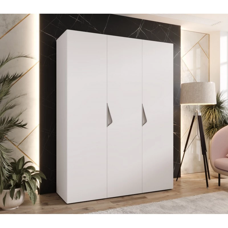 Trojdverová šatníková skriňa 150 cm AMARIS 1 - biela / kašmírové úchyty