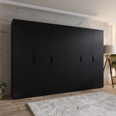 Elegantná šatníková skriňa 300 cm AMARIS 1 - čierna / čierne úchyty
