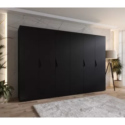 Elegantná šatníková skriňa 300 cm AMARIS 1 - čierna / čierne úchyty