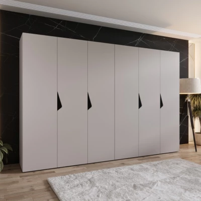 Elegantná šatníková skriňa 300 cm AMARIS 1 - kašmír / čierne úchyty