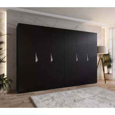 Elegantná šatníková skriňa 300 cm AMARIS 1 - čierna / kašmírové úchyty