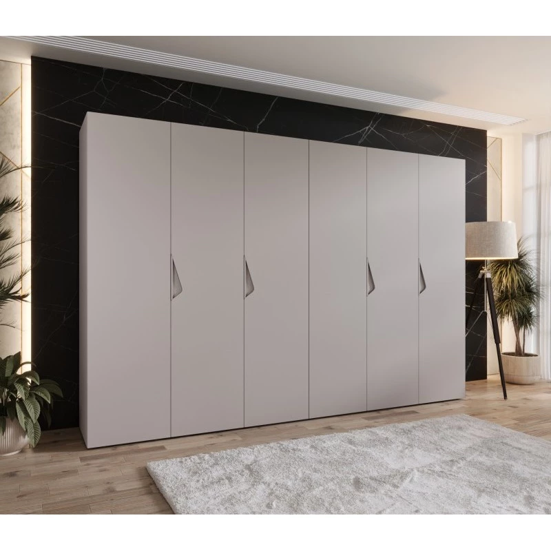 Elegantná šatníková skriňa 300 cm AMARIS 1 - kašmír / kašmírové úchyty