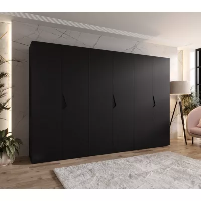 Veľká šatníková skriňa 300 cm AMARIS 1 - čierna / čierne úchyty