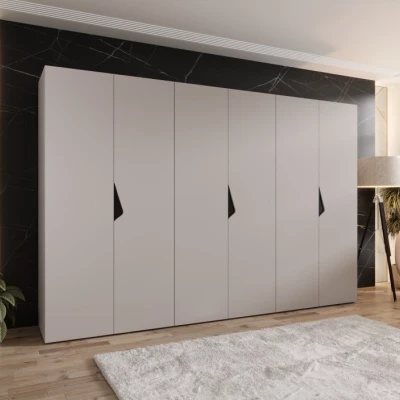 Veľká šatníková skriňa 300 cm AMARIS 1 - kašmír / čierne úchyty
