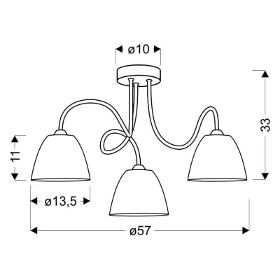 Moderné stropné trojramenné osvetlenie ELF - 3xE14, 40W, chrómované / biele
