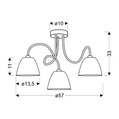 Moderné stropné trojramenné osvetlenie ELF - 3xE14, 40W, chrómované / biele