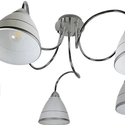 Moderné stropné päťramenné osvetlenie ELF - 5xE14, 40W, chrómované / biele