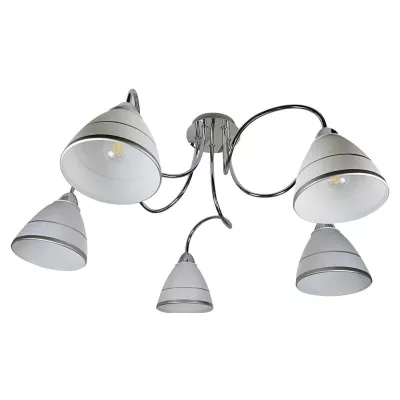 Moderné stropné päťramenné osvetlenie ELF - 5xE14, 40W, chrómované / biele
