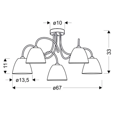 Moderné stropné päťramenné osvetlenie ELF - 5xE14, 40W, chrómované / biele