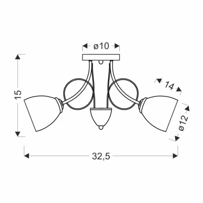 Moderné trojramenné stropné osvetlenie ELOTTE - 3xE27, 40W, chrómované/biele