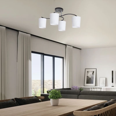 Moderné stropné osvetlenie ESNYR - 4xE27, 40W, chrómované / čierne / biele