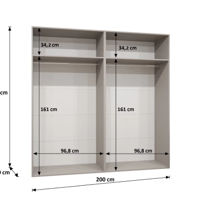 Štvordverová zrkadlová skriňa 200 cm AMARIS 2 - kašmír / zlaté úchyty