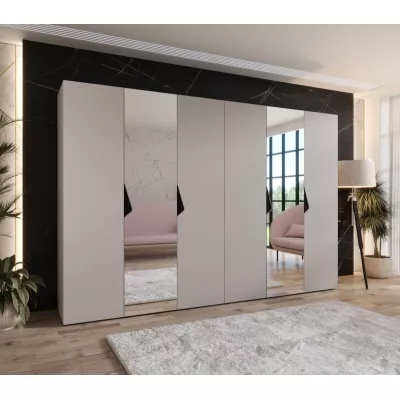 Elegantná zrkadlová skriňa 300 cm AMARIS 2 - kašmír / čierne úchyty
