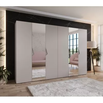 Elegantná zrkadlová skriňa 300 cm AMARIS 2 - kašmír / kašmírové úchyty