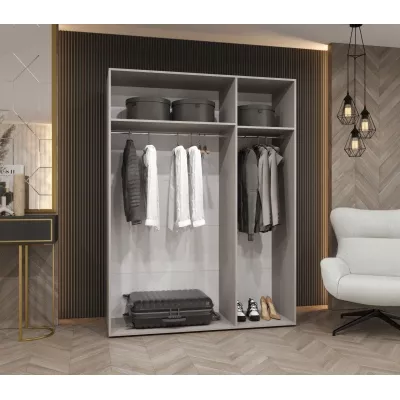 Zrkadlová šatníková skriňa 150 cm AMARIS 3 - čierna / kašmírové úchyty