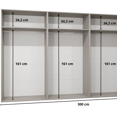 Veľká zrkadlová skriňa 300 cm AMARIS 3 - kašmír / kašmírové úchyty