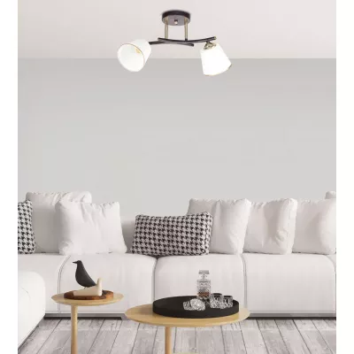 Stropné moderné osvetlenie GRECO - 2xE27, 40W, čierne / zlaté / biele