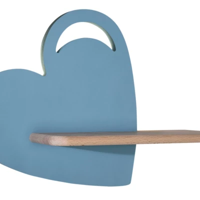 Detská nástenná LED lampička s poličkou HEART - 5W, 4000K (denná biela), modrá