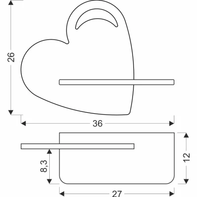 Detská nástenná LED lampička s poličkou HEART - 5W, 4000K (denná biela), modrá