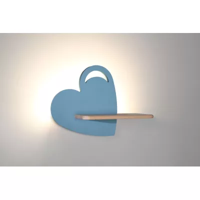 Detská nástenná LED lampička s poličkou HEART - 5W, 4000K (denná biela), modrá