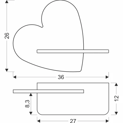 Detská nástenná LED lampička s poličkou HEART - 5W, 4000K (denná biela), ružová