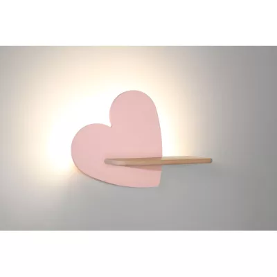 Detská nástenná LED lampička s poličkou HEART - 5W, 4000K (denná biela), ružová