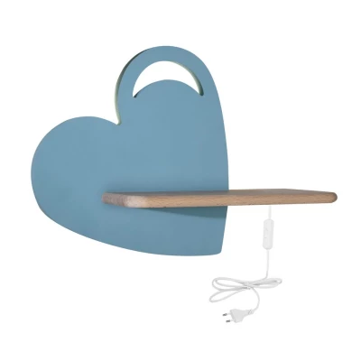 Detská LED nástenná lampa do zásuvky HEART - 5W, 4000K (denná biela), modrá