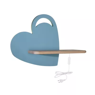 Detská LED nástenná lampa do zásuvky HEART - 5W, 4000K (denná biela), modrá
