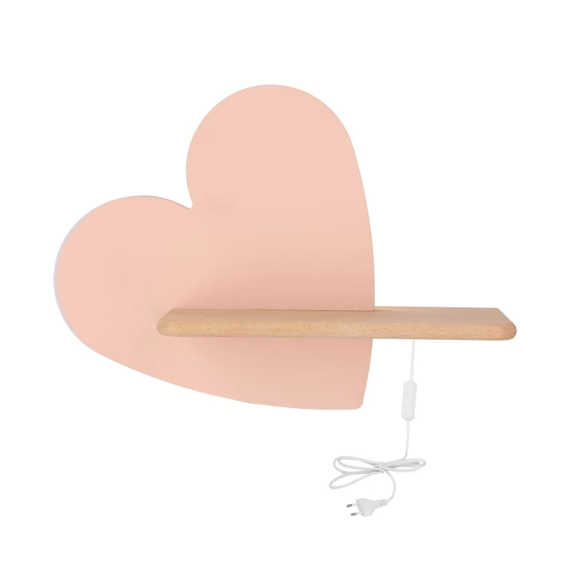 Detská LED nástenná lampa do zásuvky HEART - 5W, 4000K (denná biela), ružová