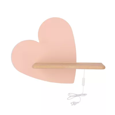Detská LED nástenná lampa do zásuvky HEART - 5W, 4000K (denná biela), ružová