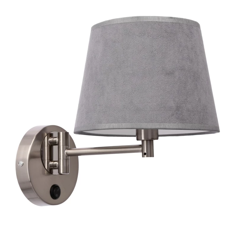 Nástenná čítacia lampa s vypínačom IBIS - 1xE14, 40W, strieborná / grafitová