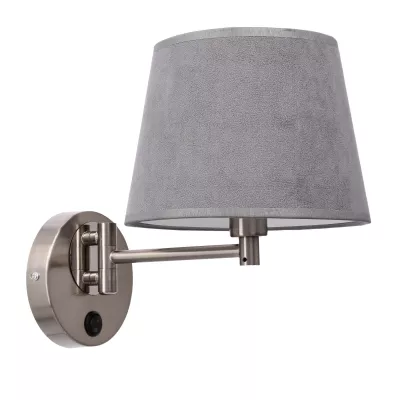 Nástenná čítacia lampa s vypínačom IBIS - 1xE14, 40W, strieborná / grafitová