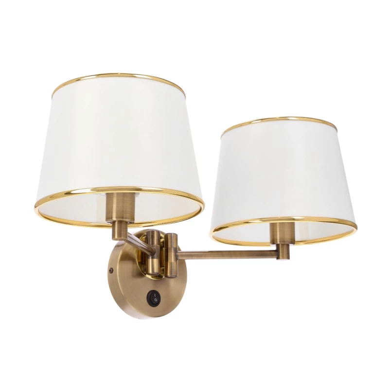 Nástenná čítacia lampa s vypínačom IBIS - 2xE14, 40W, patina / biela
