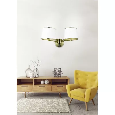 Nástenná čítacia lampa s vypínačom IBIS - 2xE14, 40W, patina / biela