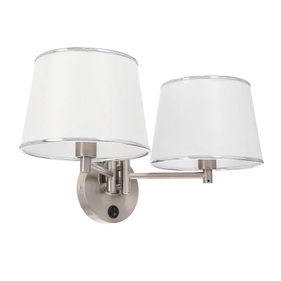 Nástenná čítacia lampa s vypínačom IBIS - 2xE14, 40W, strieborná / biela