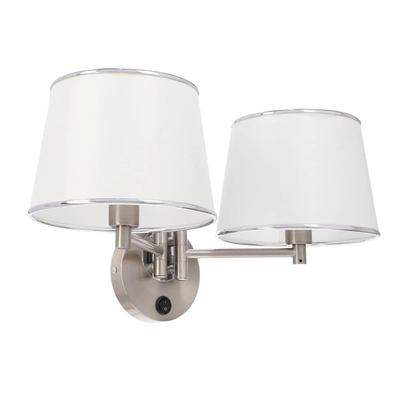 Nástenná čítacia lampa s vypínačom IBIS - 2xE14, 40W, strieborná / biela