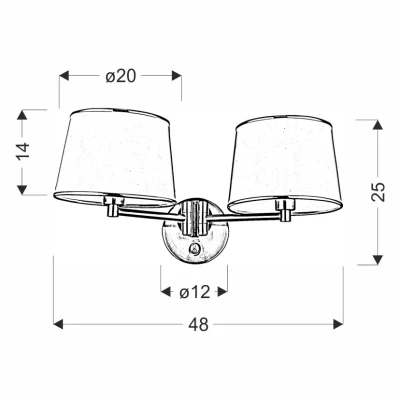 Nástenná čítacia lampa s vypínačom IBIS - 2xE14, 40W, strieborná / biela