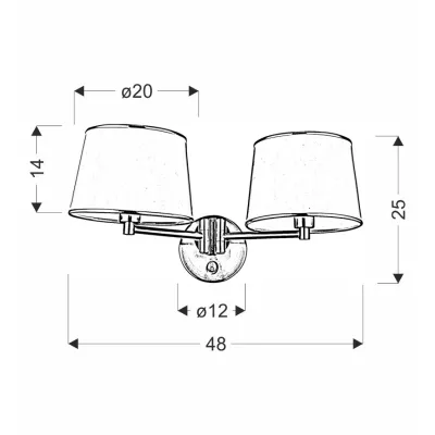 Nástenná čítacia lampa s vypínačom IBIS - 2xE14, 40W, strieborná / biela