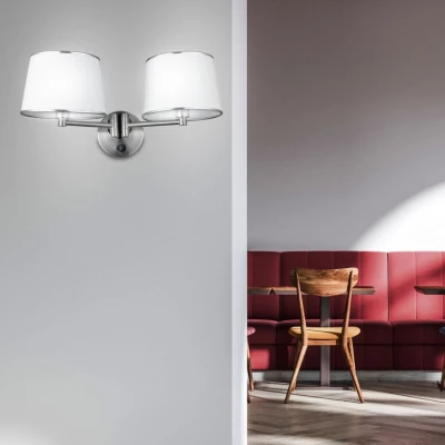 Nástenná čítacia lampa s vypínačom IBIS - 2xE14, 40W, strieborná / biela