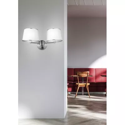 Nástenná čítacia lampa s vypínačom IBIS - 2xE14, 40W, strieborná / biela