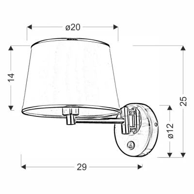 Nástenná čítacia lampa s vypínačom IBIS - 1xE14, 40W, strieborná / biela