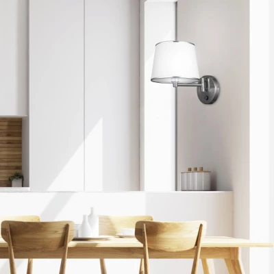 Nástenná čítacia lampa s vypínačom IBIS - 1xE14, 40W, strieborná / biela