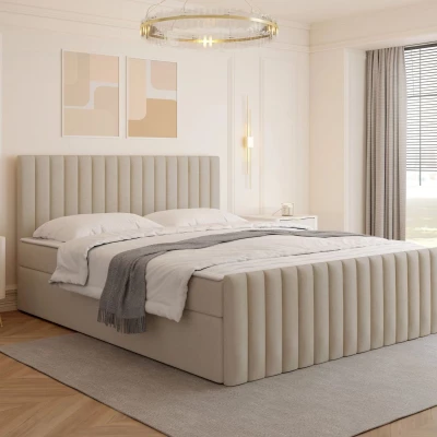 Kontinentálna manželská posteľ 160x200 VASHON 2 - svetlá béžová + topper ZADARMO