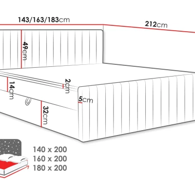 Kontinentálna manželská posteľ 180x200 VASHON 2 - zelená + topper ZADARMO