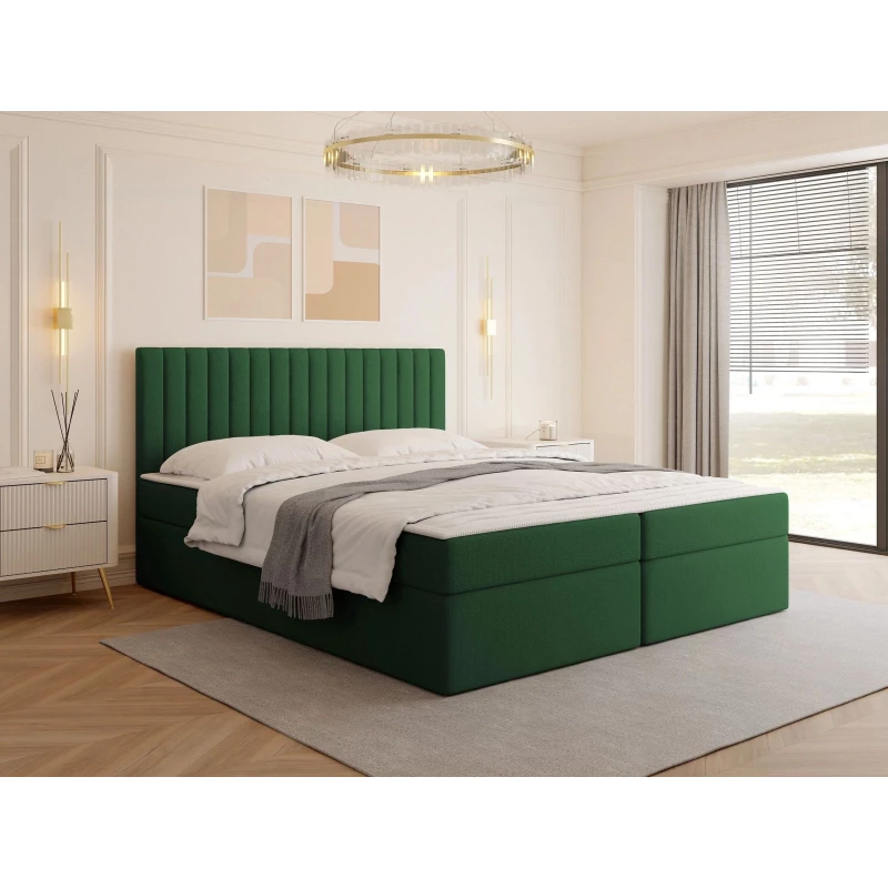 Boxspringová manželská posteľ 180x200 VASHON 1 - zelená + topper ZADARMO