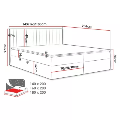 Boxspringová manželská posteľ 160x200 VASHON 1 - modrá + topper ZDARM